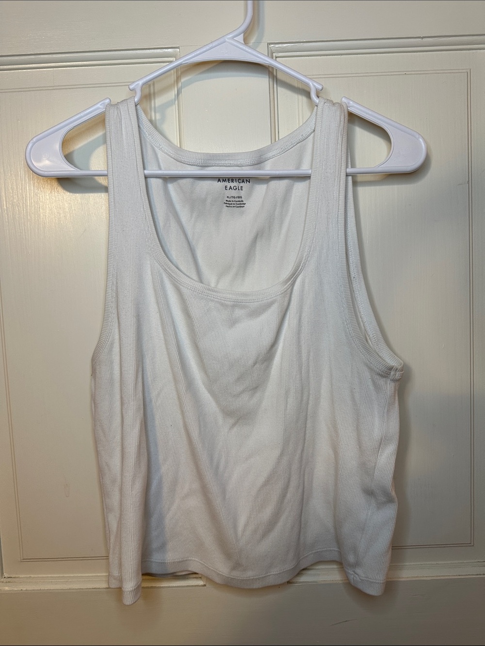 American Eagle Outfitters White Ribbed Scoop Tank